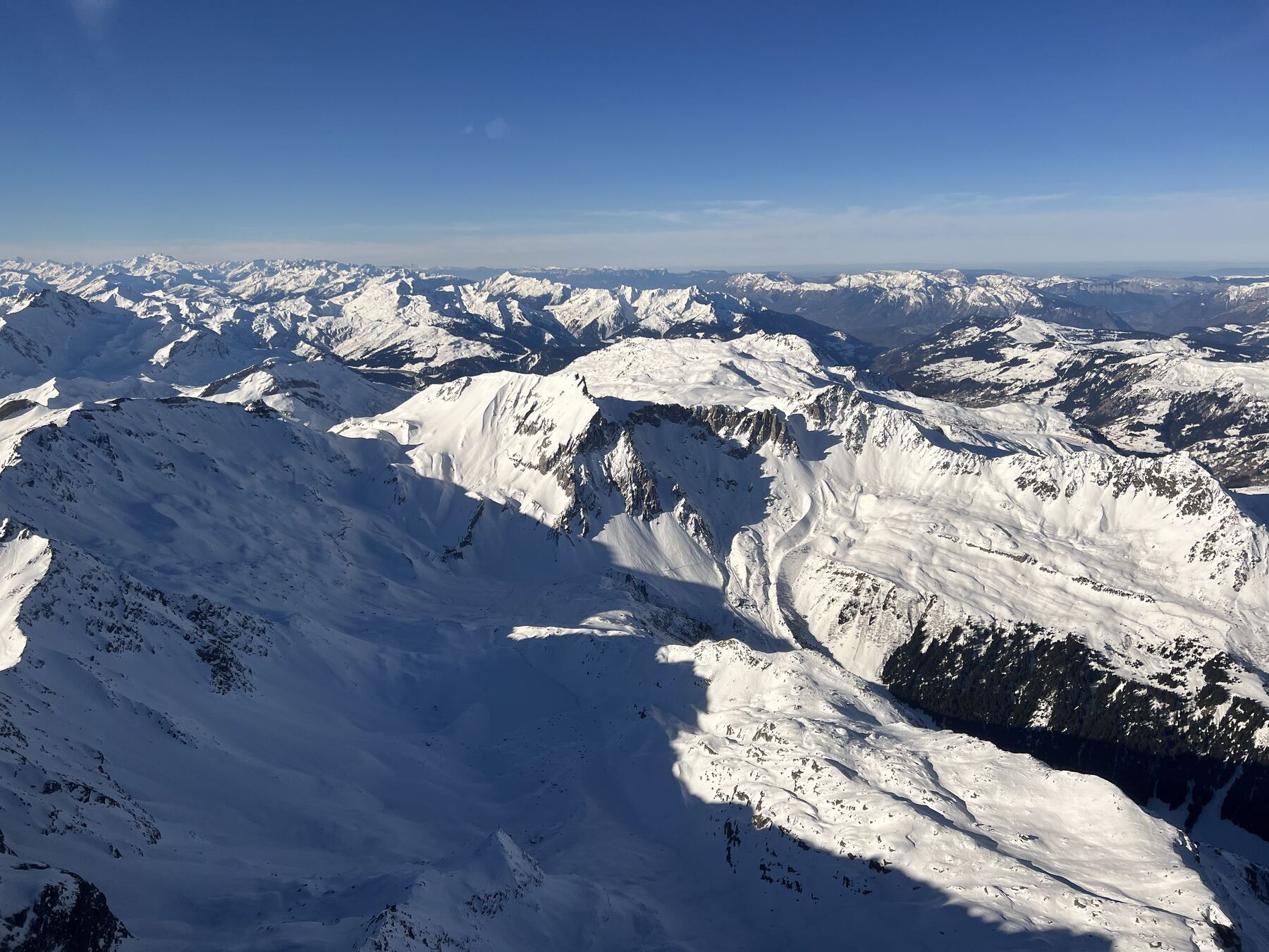 Snow-covered summits seen from the air